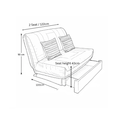 Clio with Storage | Classic Style | Small Sofa Bed