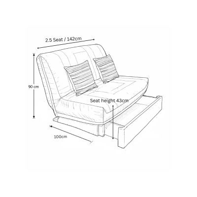 Clio with Storage | Classic Style | Small Sofa Bed