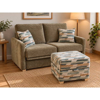Ascot Compact Sofa & Footstool with Storage | Small Space Sofa UK